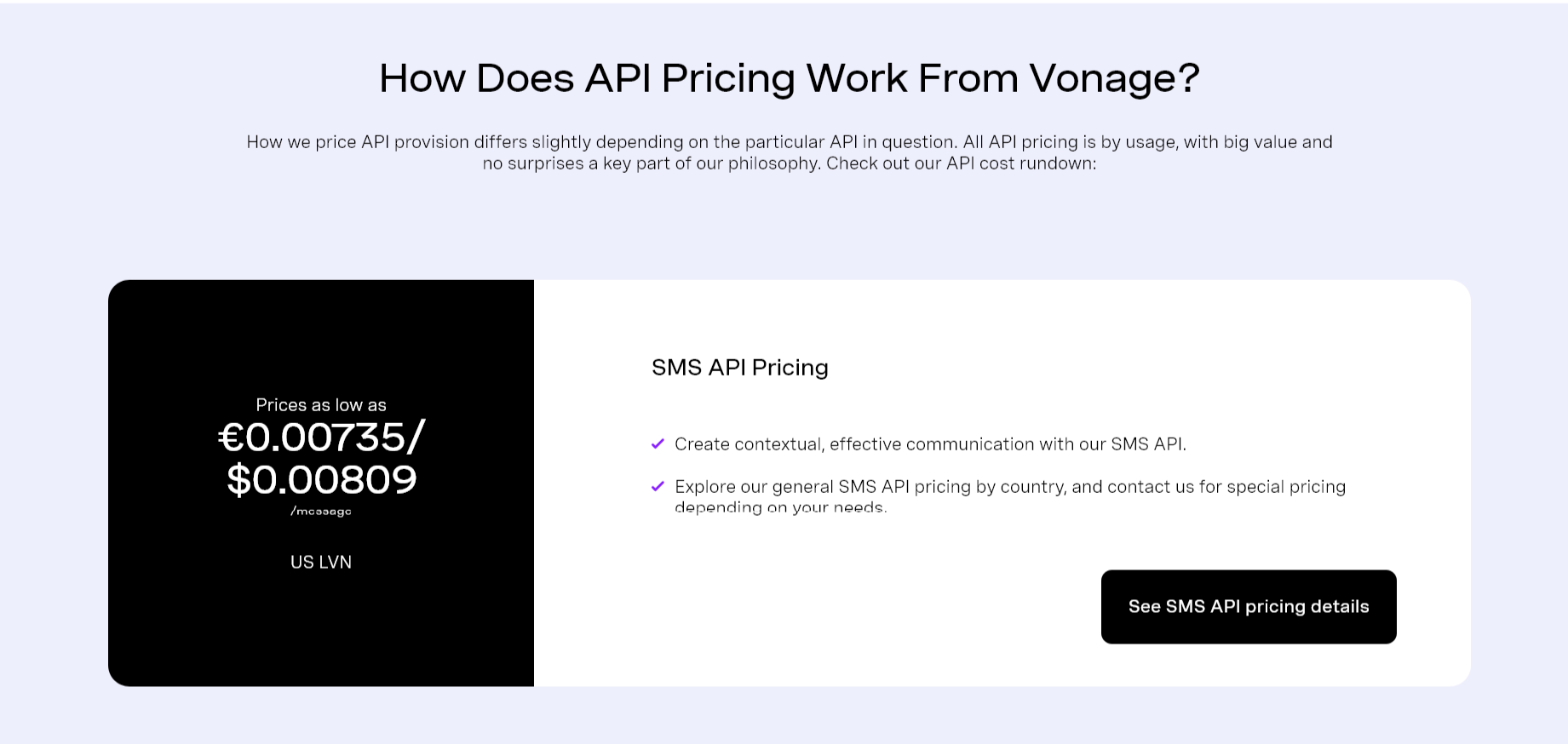 vonage API Pricing