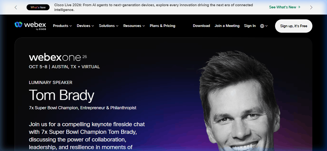 Cisco Webex homepage