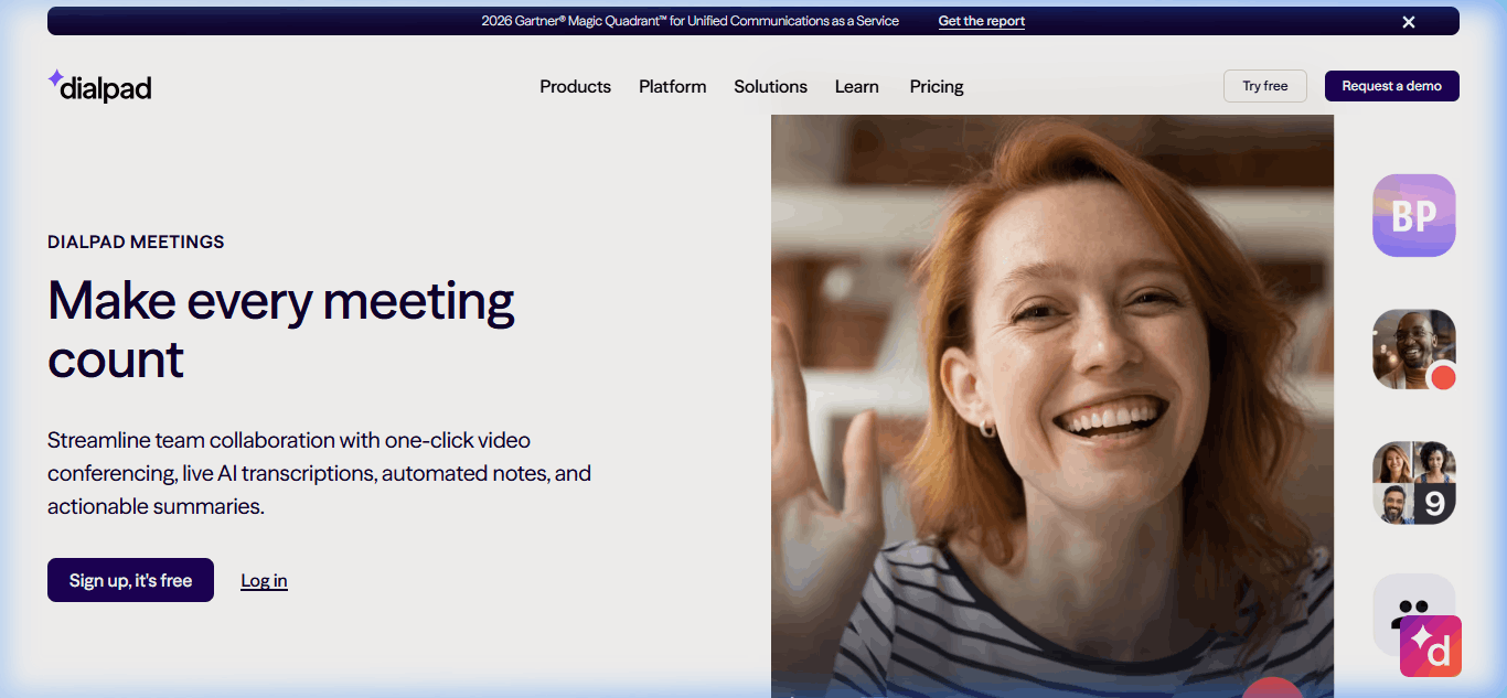 Dialpad AI Meetings homepage