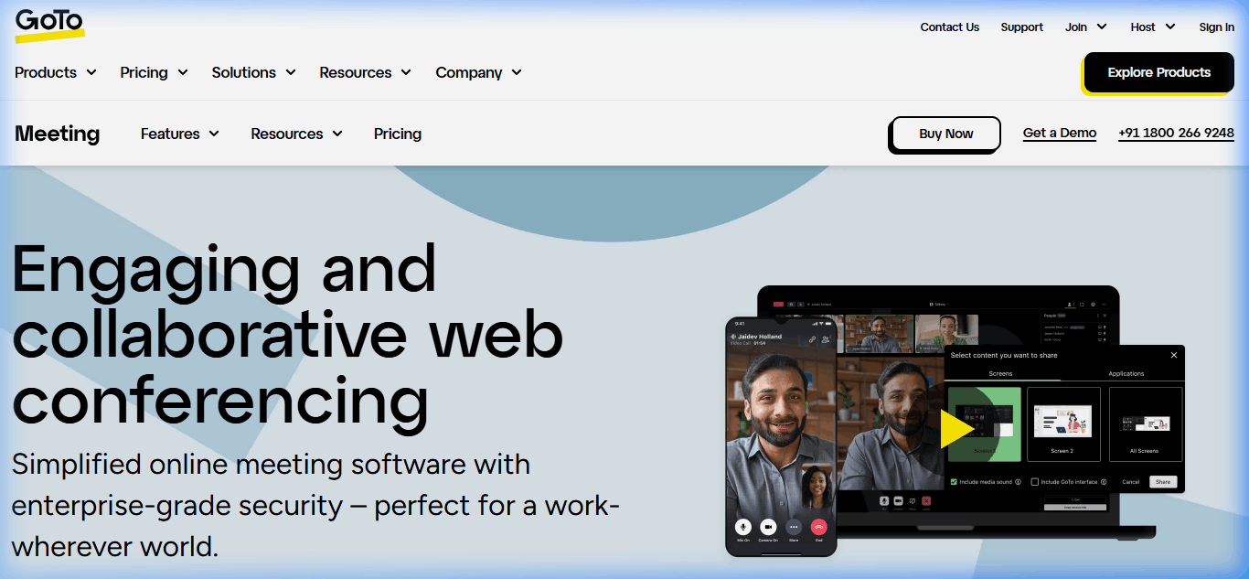 GoTo Meeting homepage