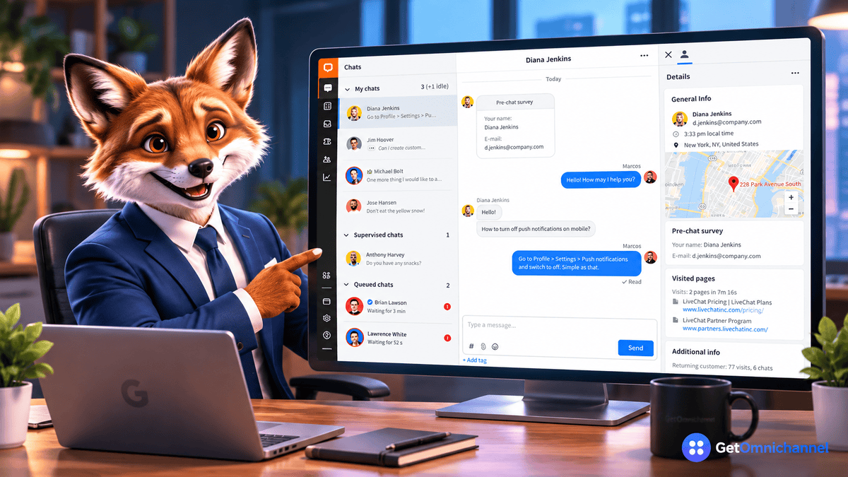 LiveChat customer support agent dashboard