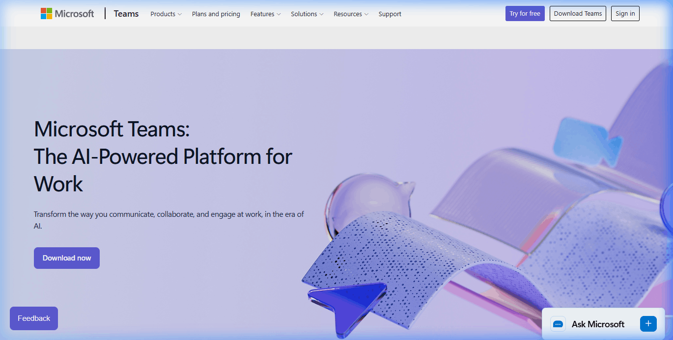 Microsoft Teams homepage