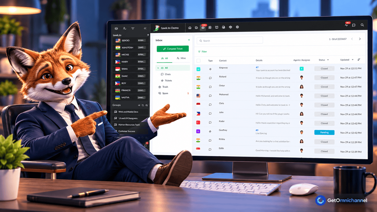 Tawk.to inbox and customer support dashboard
