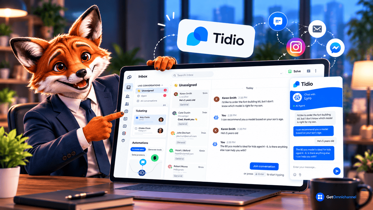 Tidio Lyro AI inbox and customer support dashboard