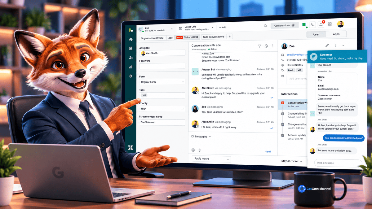 Zendesk messaging and customer support dashboard